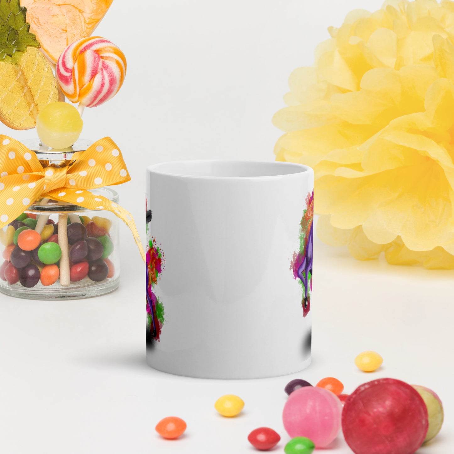 White glossy mug Chainsaw Unicorn