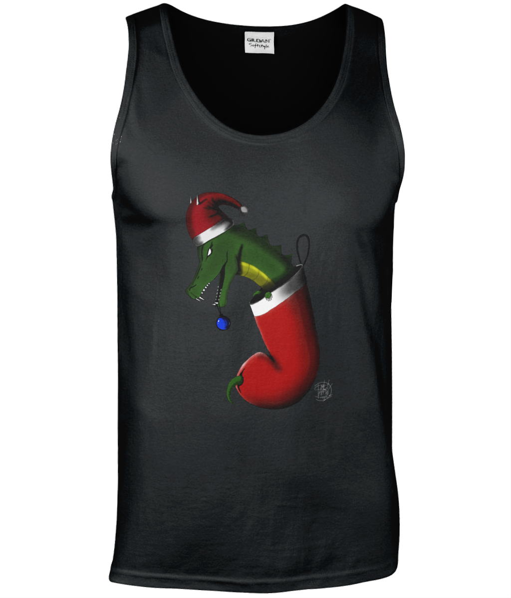 Gildan GD012 Softstyle Adult Tank Top Christmas Stocking Dragon