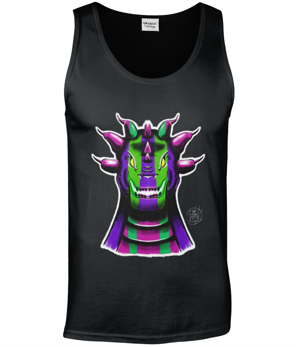 Gildan GD012 Softstyle Adult Tank Top Roarsome Rex Purple Green