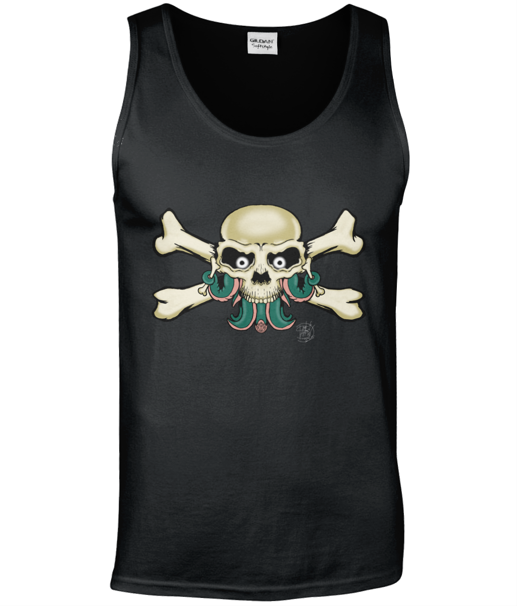 Gildan GD012 Softstyle Adult Tank Top Skull and Cross Bones