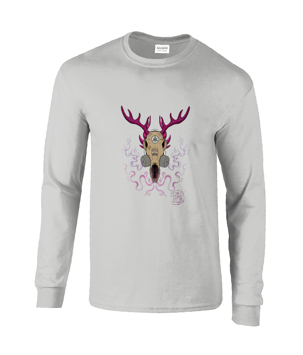Gildan GD014 Ultra Cotton Adult Long Sleeve T-Shirt Gas Mask Deer 1