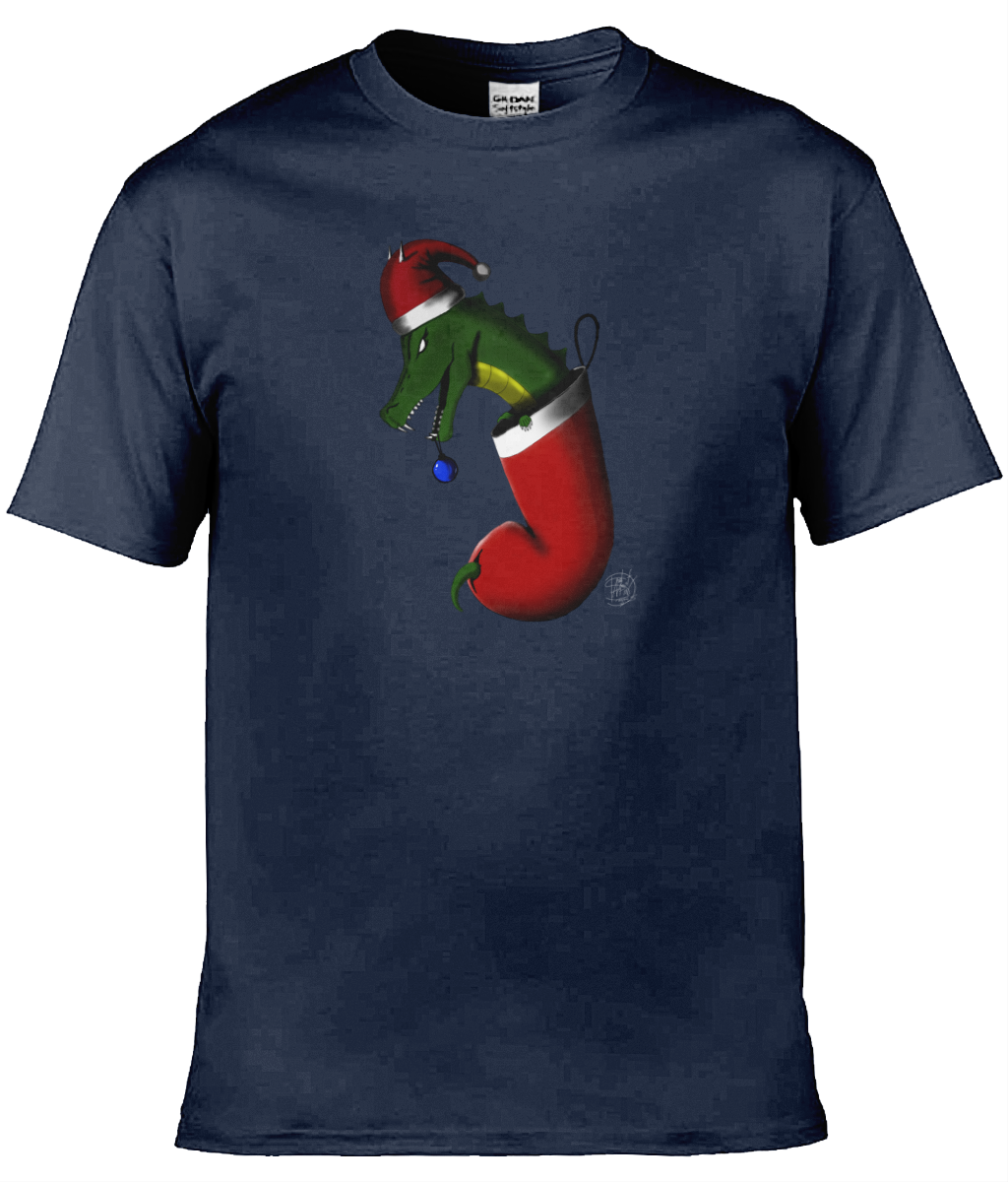 Gildan GD001 Softstyle Adult Ringspun T-Shirt Christmas Stocking Dragon