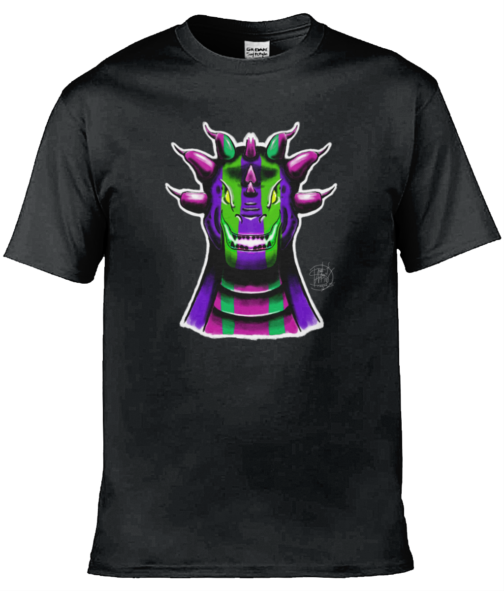 Gildan GD001 Softstyle Adult Ringspun T-Shirt Roarsome Rex Purple Green