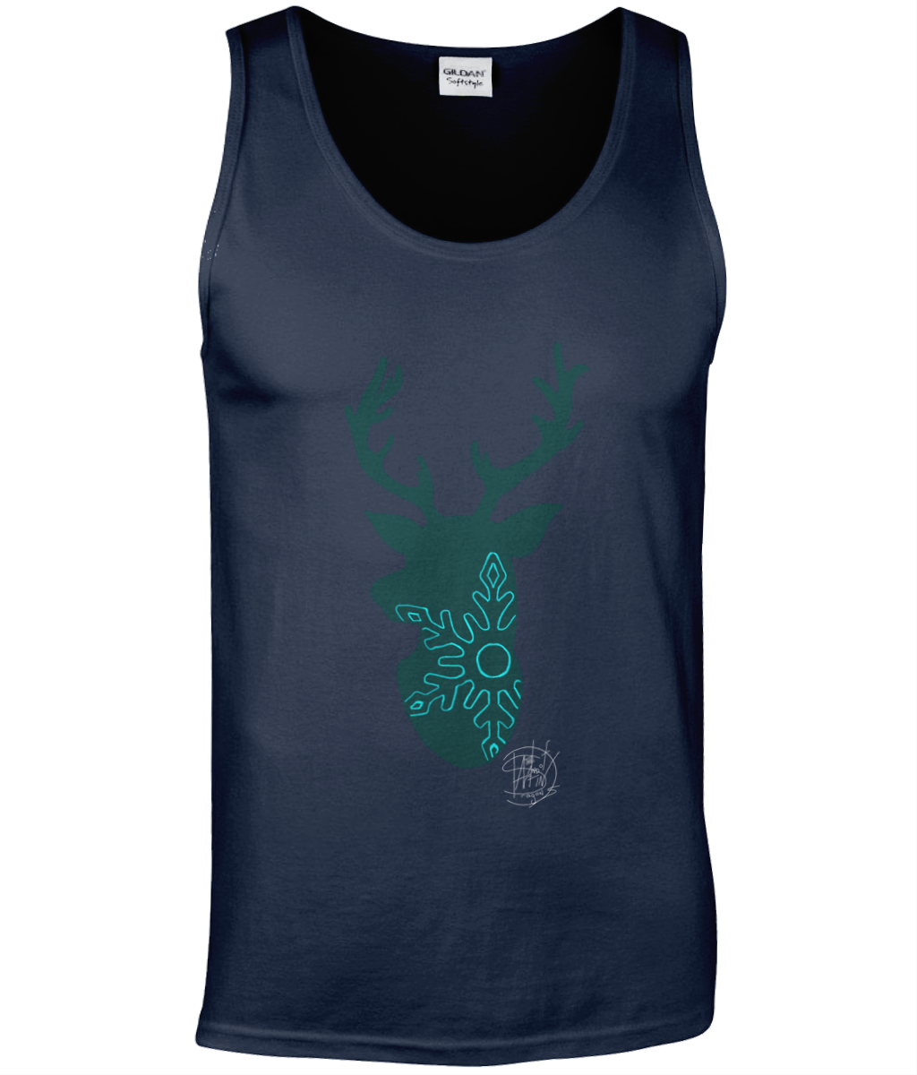 Gildan GD012 Softstyle Adult Tank Top Christmas Reindeer Snowflake