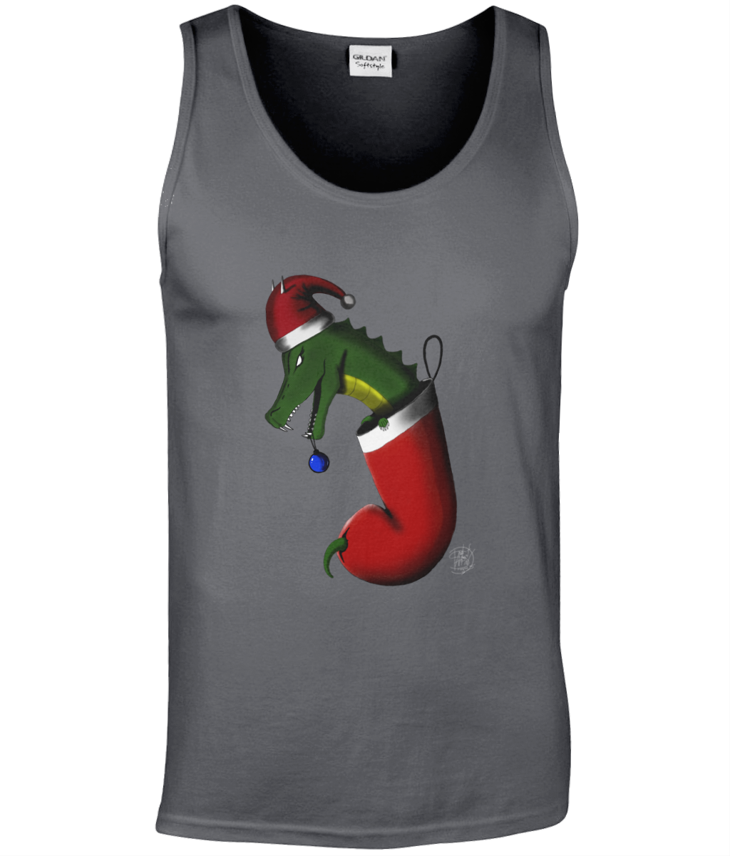 Gildan GD012 Softstyle Adult Tank Top Christmas Stocking Dragon