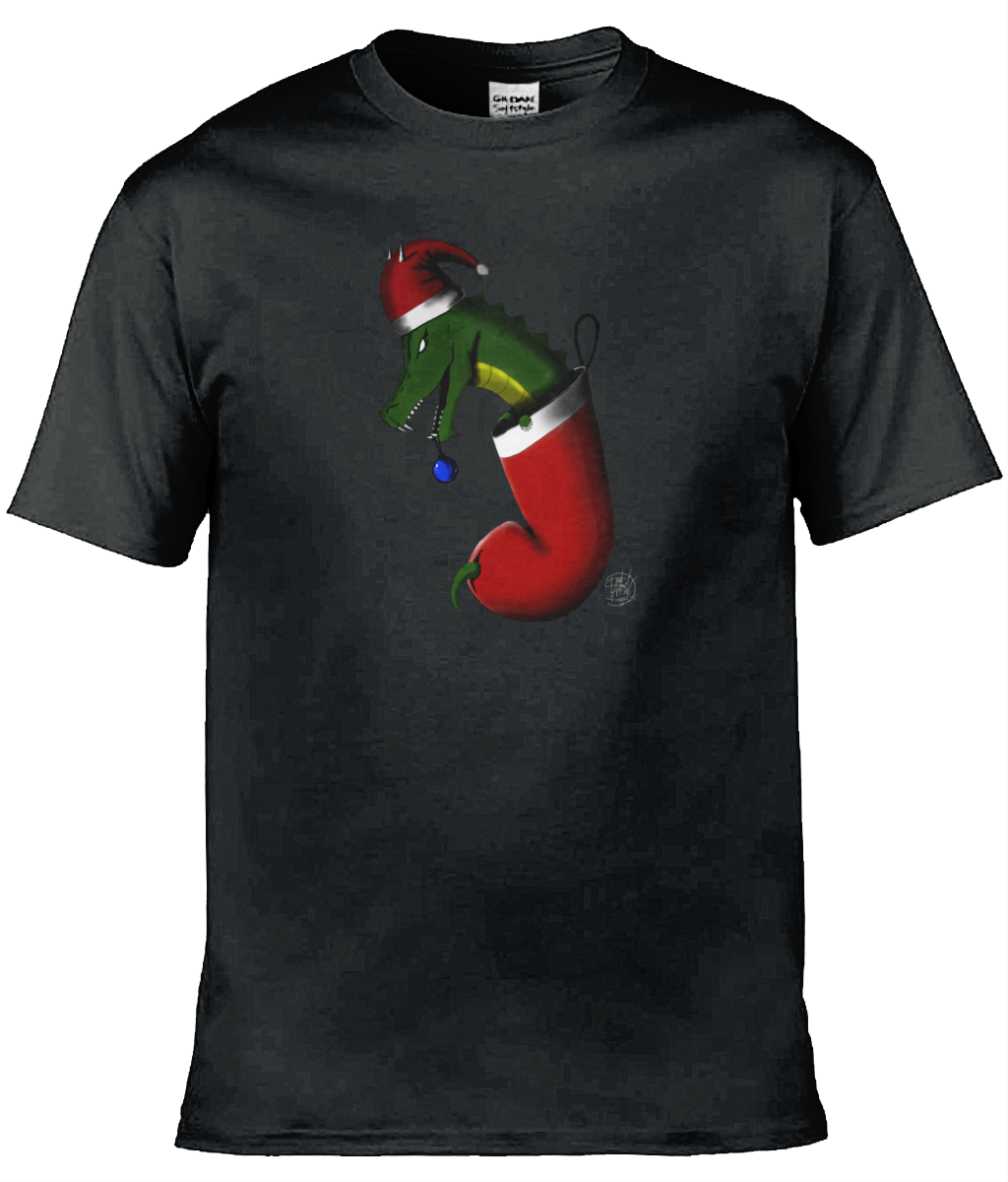 Gildan GD001 Softstyle Adult Ringspun T-Shirt Christmas Stocking Dragon