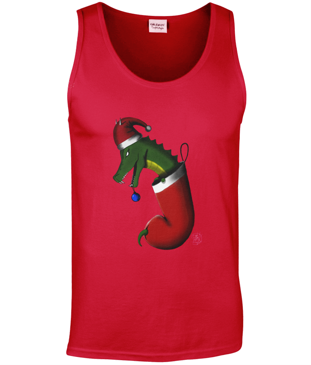 Gildan GD012 Softstyle Adult Tank Top Christmas Stocking Dragon