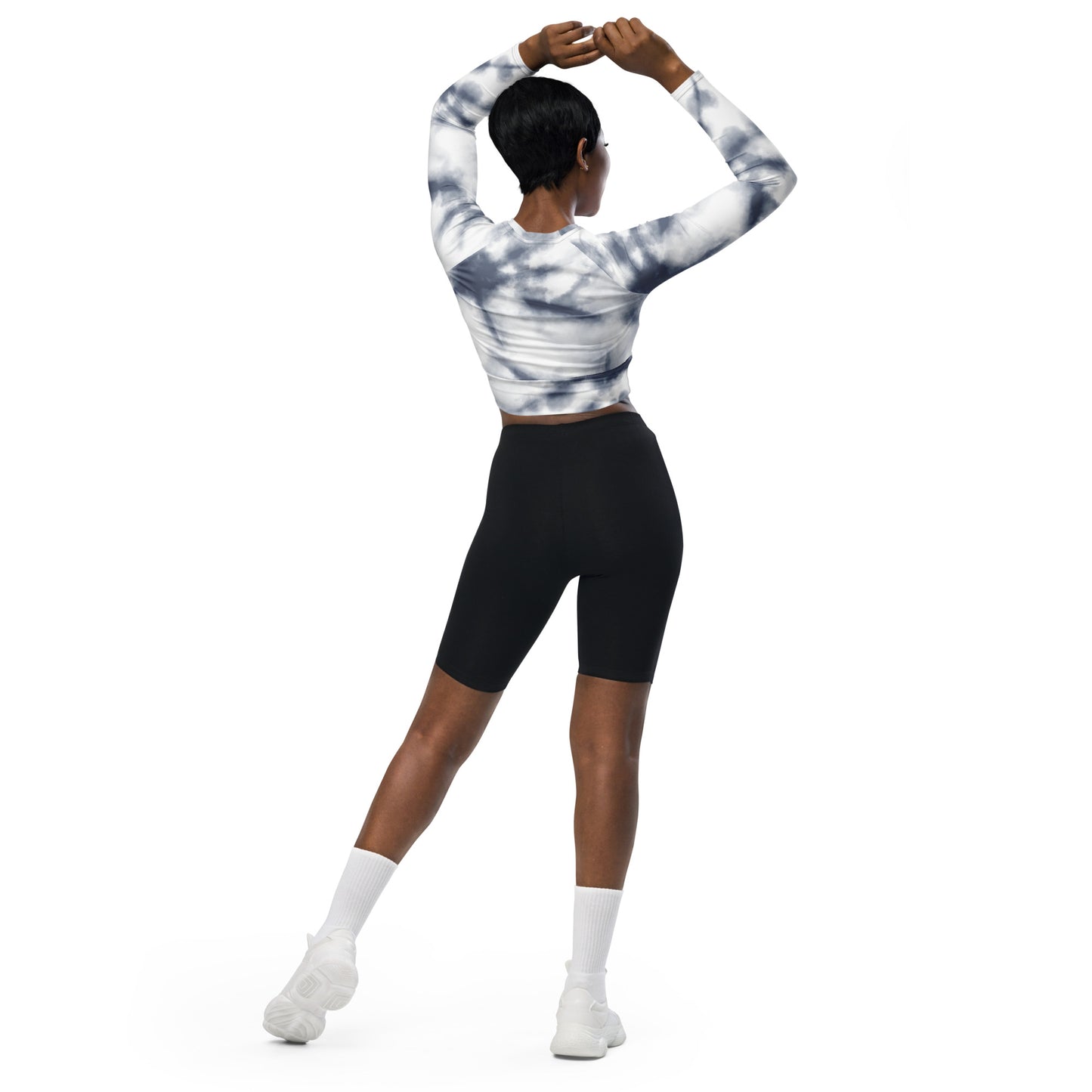 Recycled long-sleeve crop top No Pain No Gain (deep purple mist)