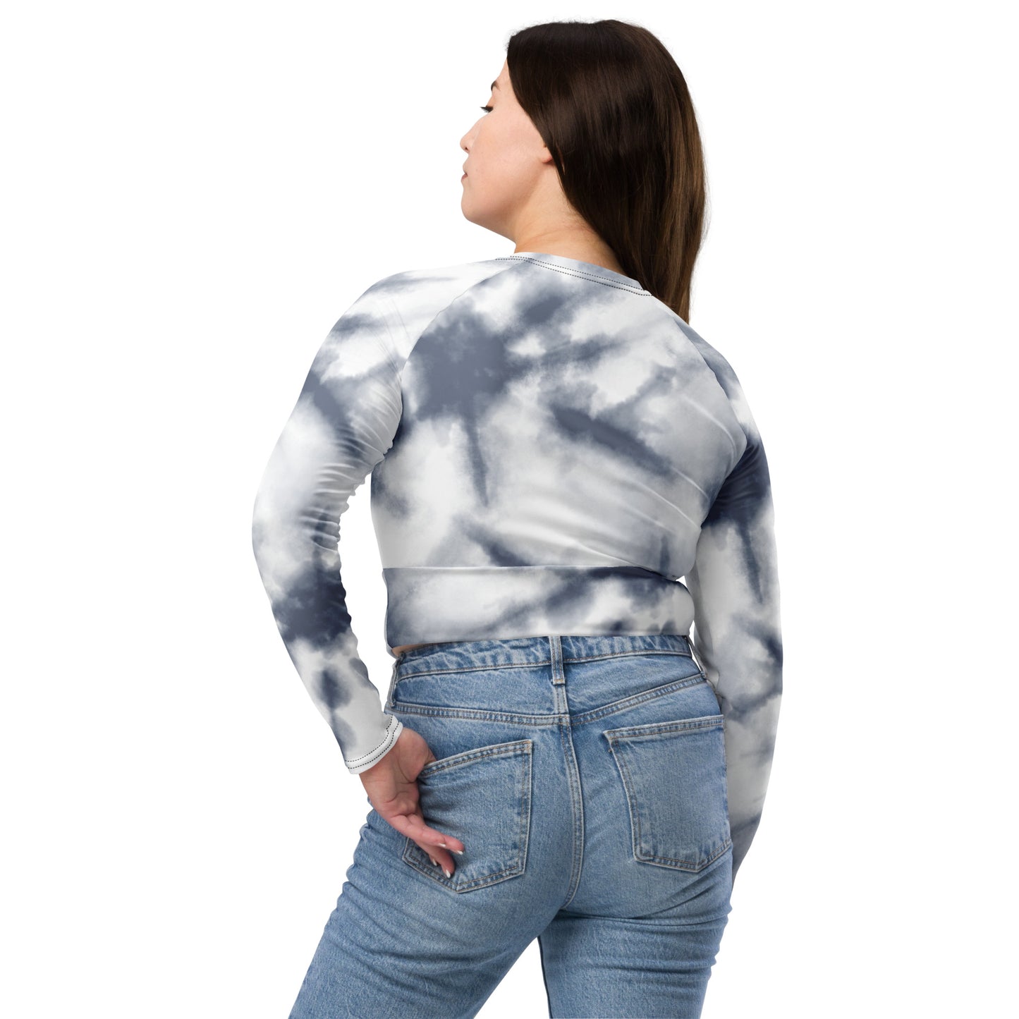 Recycled long-sleeve crop top No Pain No Gain (deep purple mist)