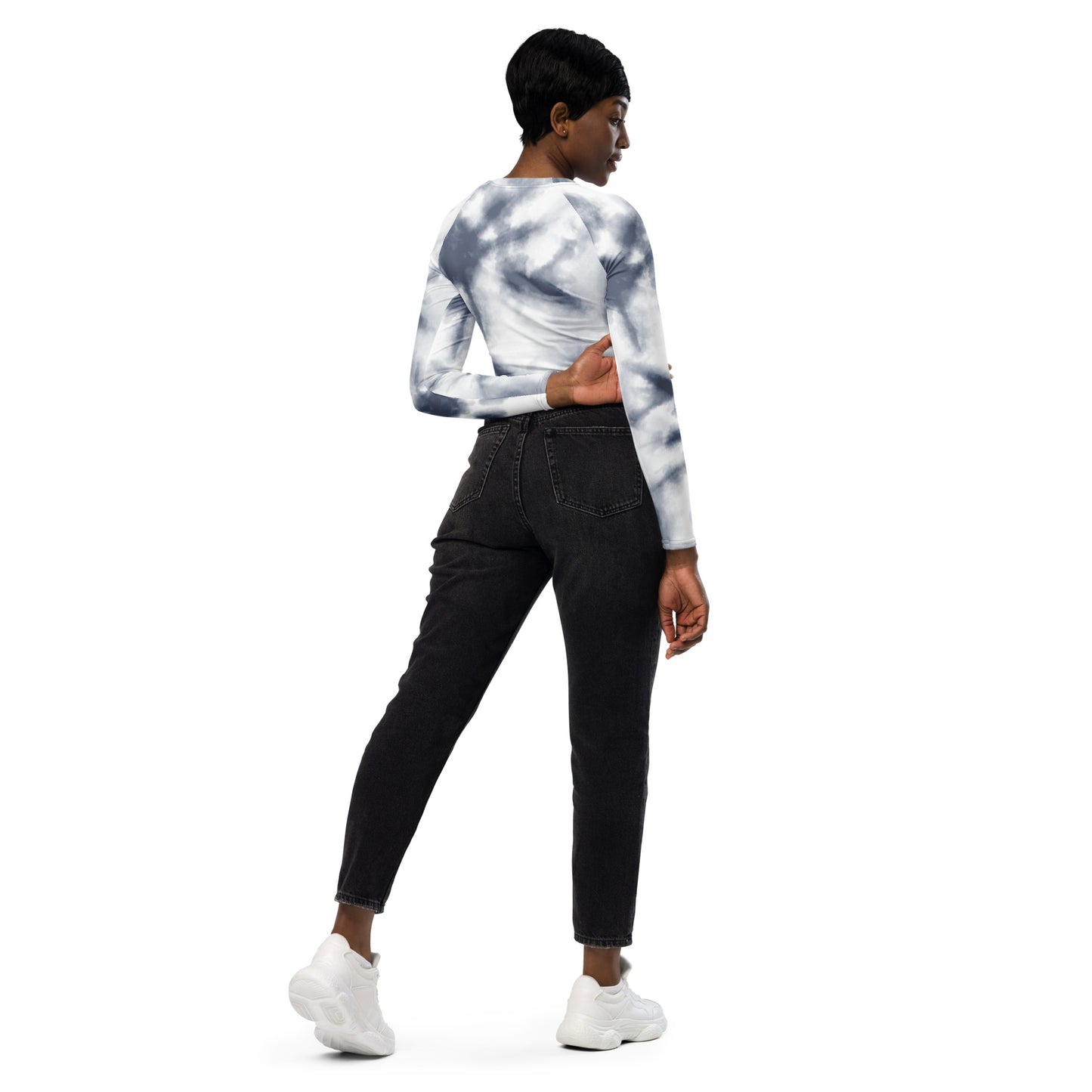 Recycled long-sleeve crop top No Pain No Gain (deep purple mist)
