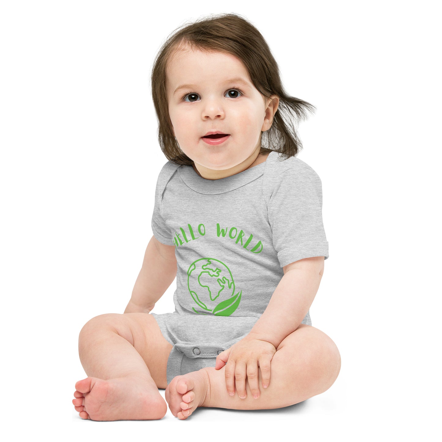 Baby short sleeve one piece Hello World