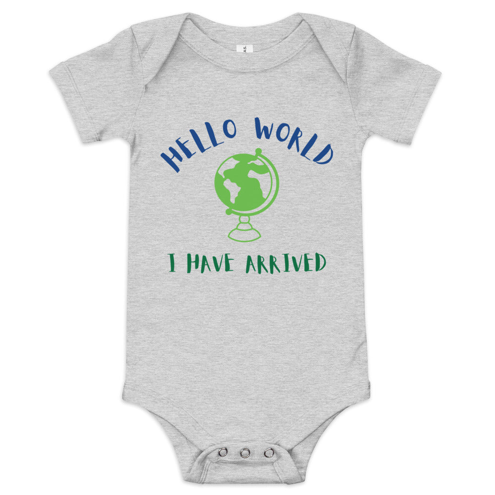 Baby short sleeve one piece Hello World I Have Arrived