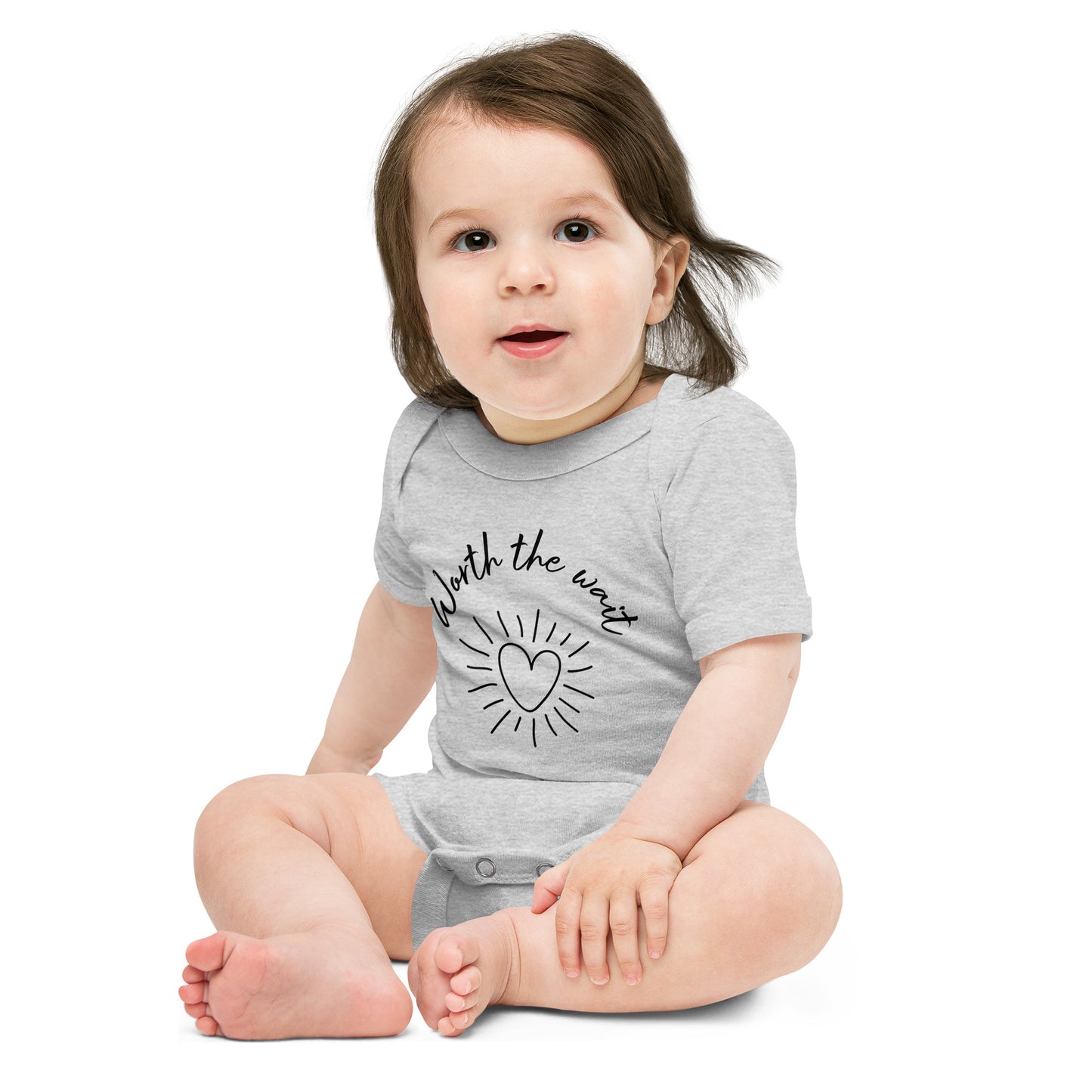 Baby short sleeve one piece Worth The Wait (heart)