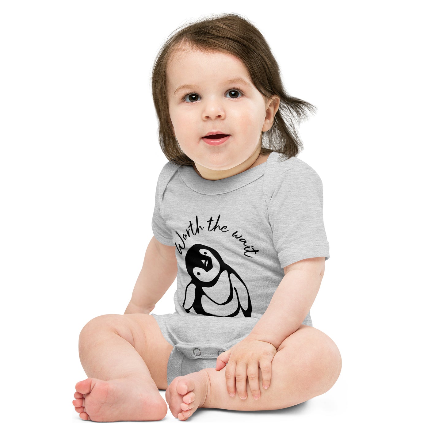 Baby short sleeve one piece Worth The Wait (penguin)