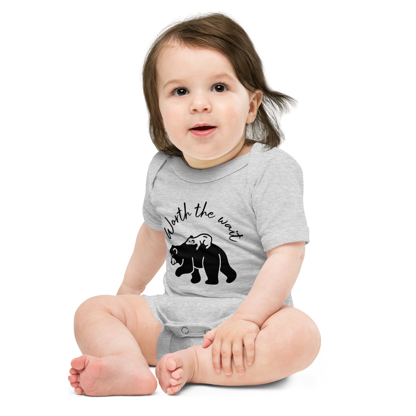 Baby short sleeve one piece Worth The Wait (polar bear)