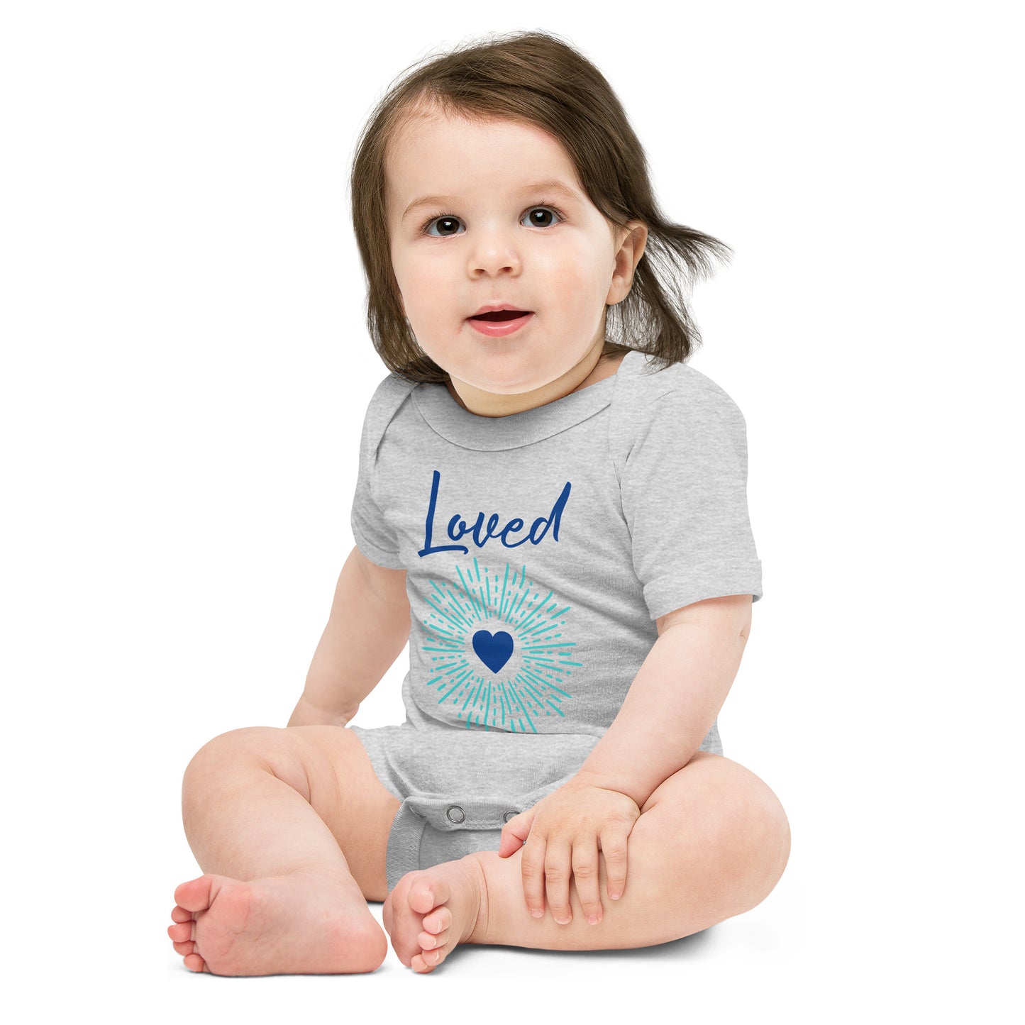 Baby short sleeve one piece Loved (blue)