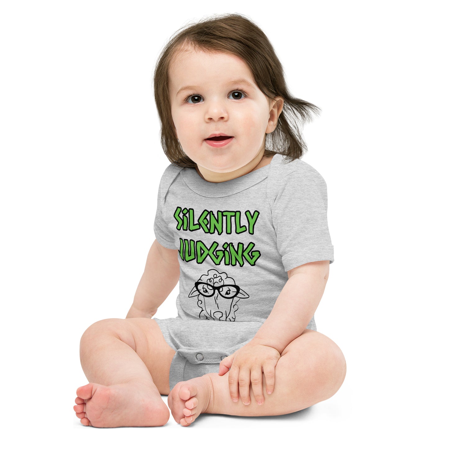 Baby short sleeve one piece Silently Judging Ewe