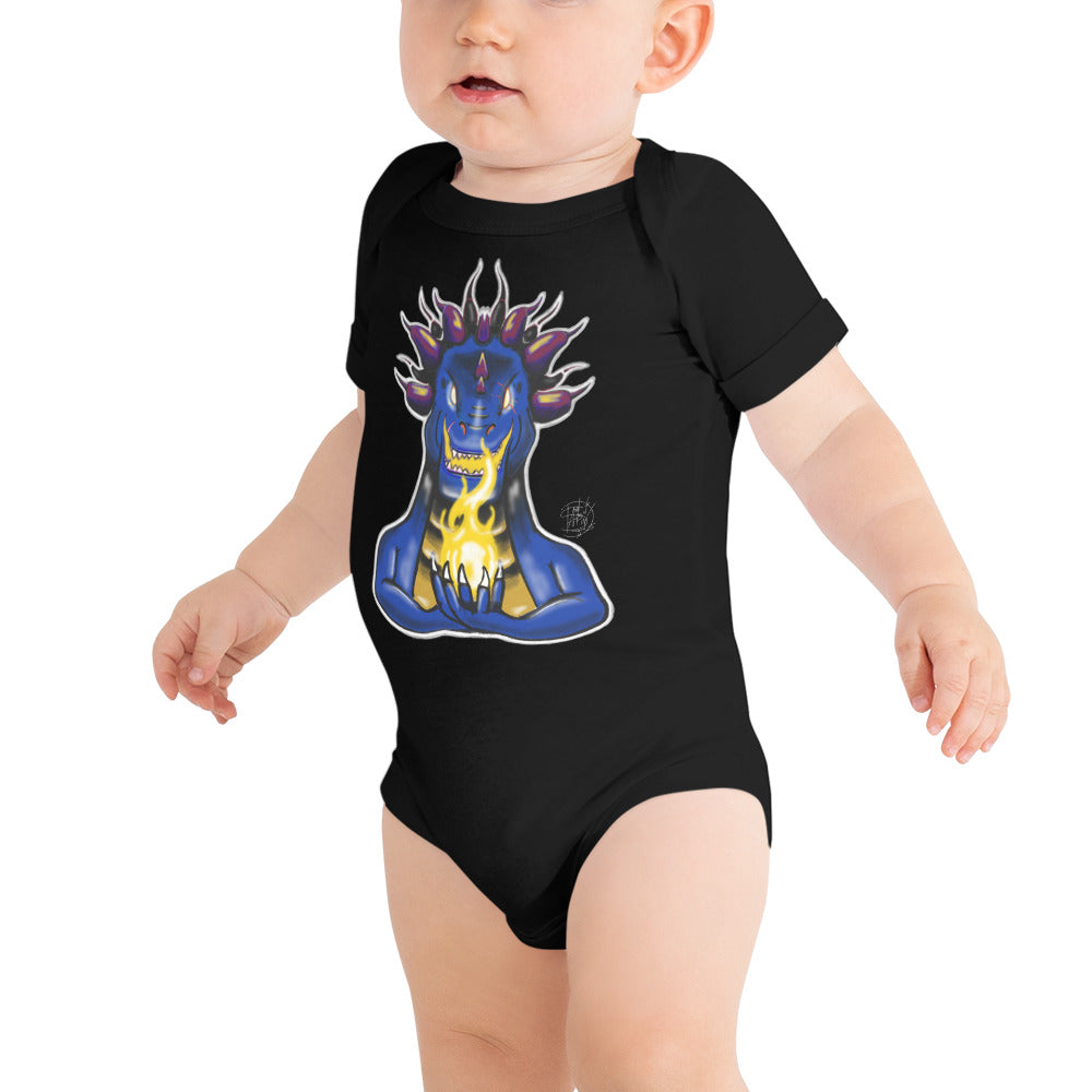 Baby short sleeve one piece Hold Fire Blue