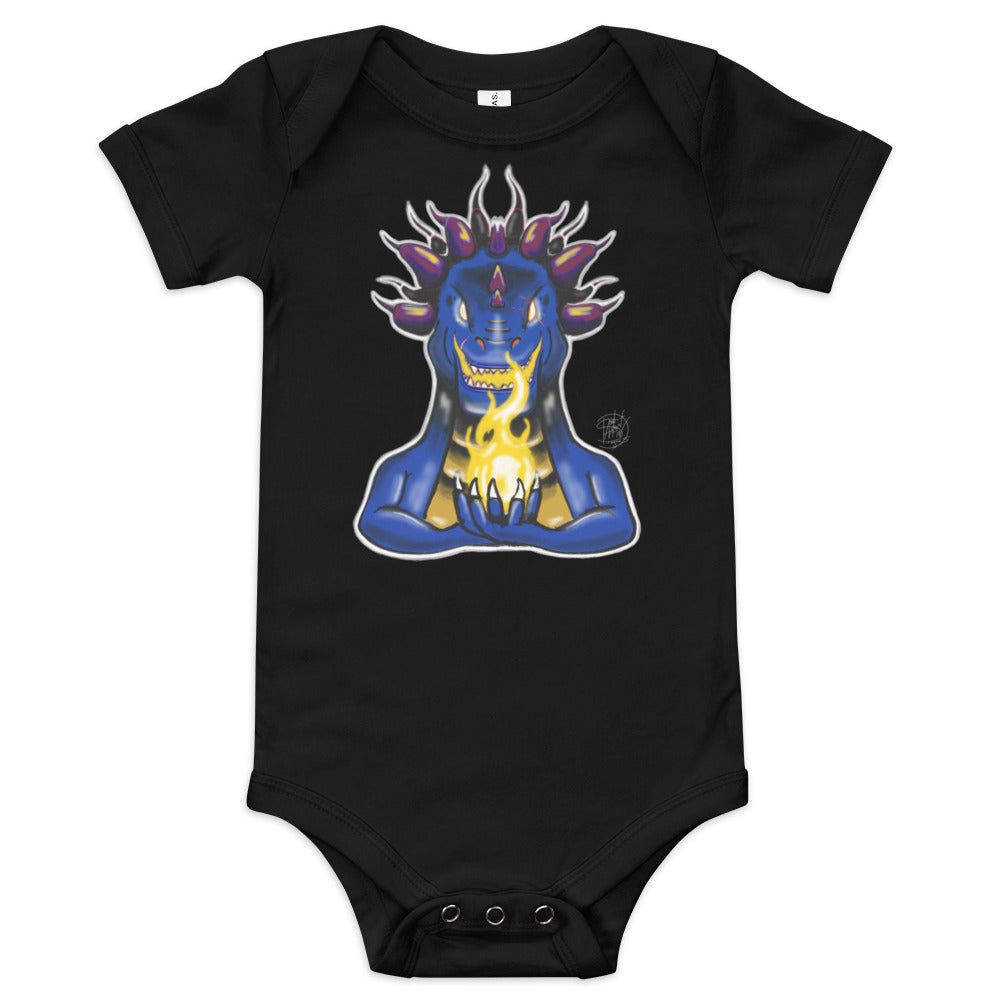 Baby short sleeve one piece Hold Fire Blue