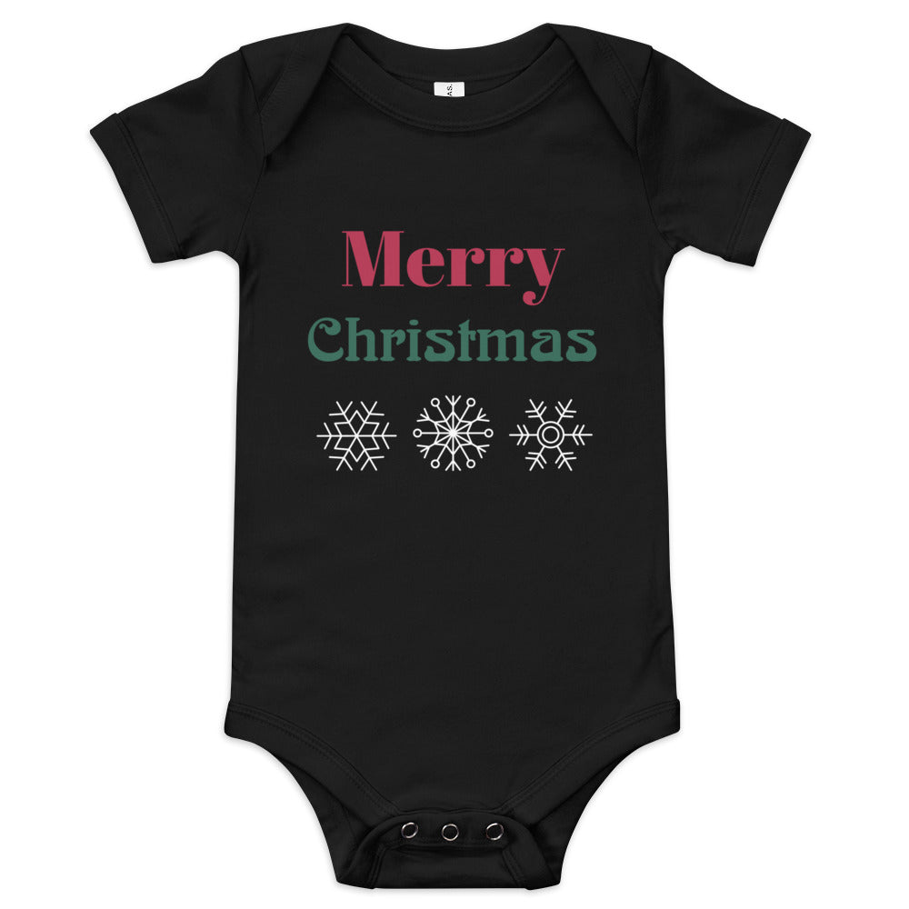 Baby short sleeve one piece Merry Christmas (snowflake)