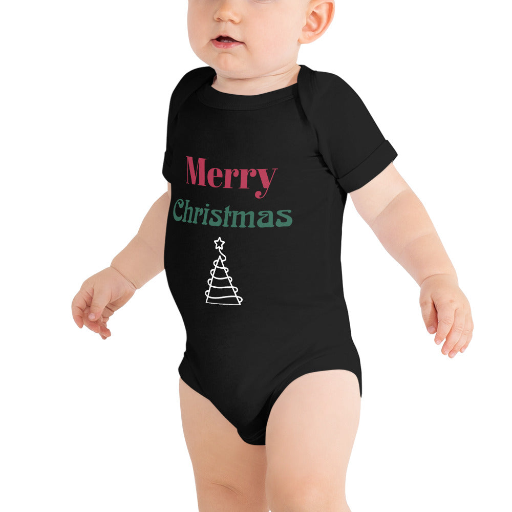 Baby short sleeve one piece Merry Christmas (tree)