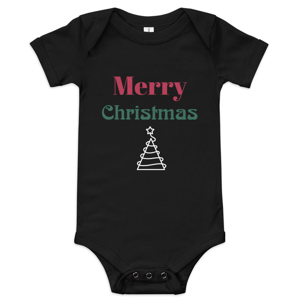 Baby short sleeve one piece Merry Christmas (tree)