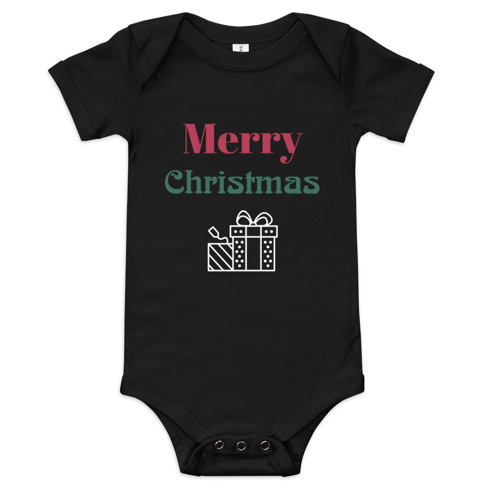 Baby short sleeve one piece Merry Christmas (present)