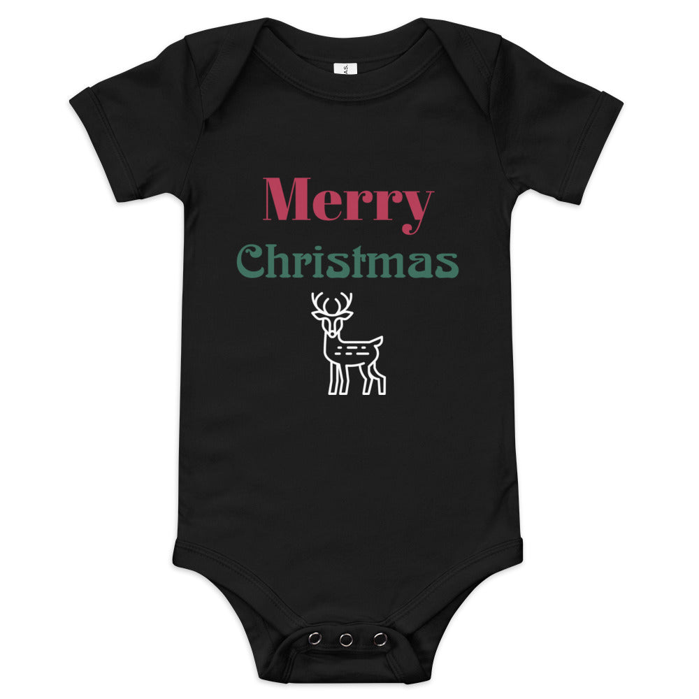Baby short sleeve one piece Merry Christmas (reindeer)