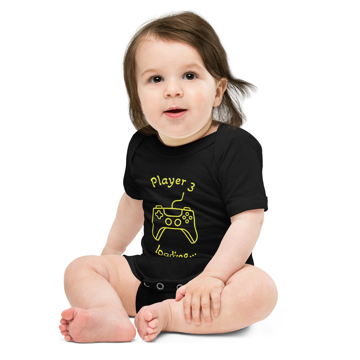 Baby short sleeve one piece Player 3 loading... (black)