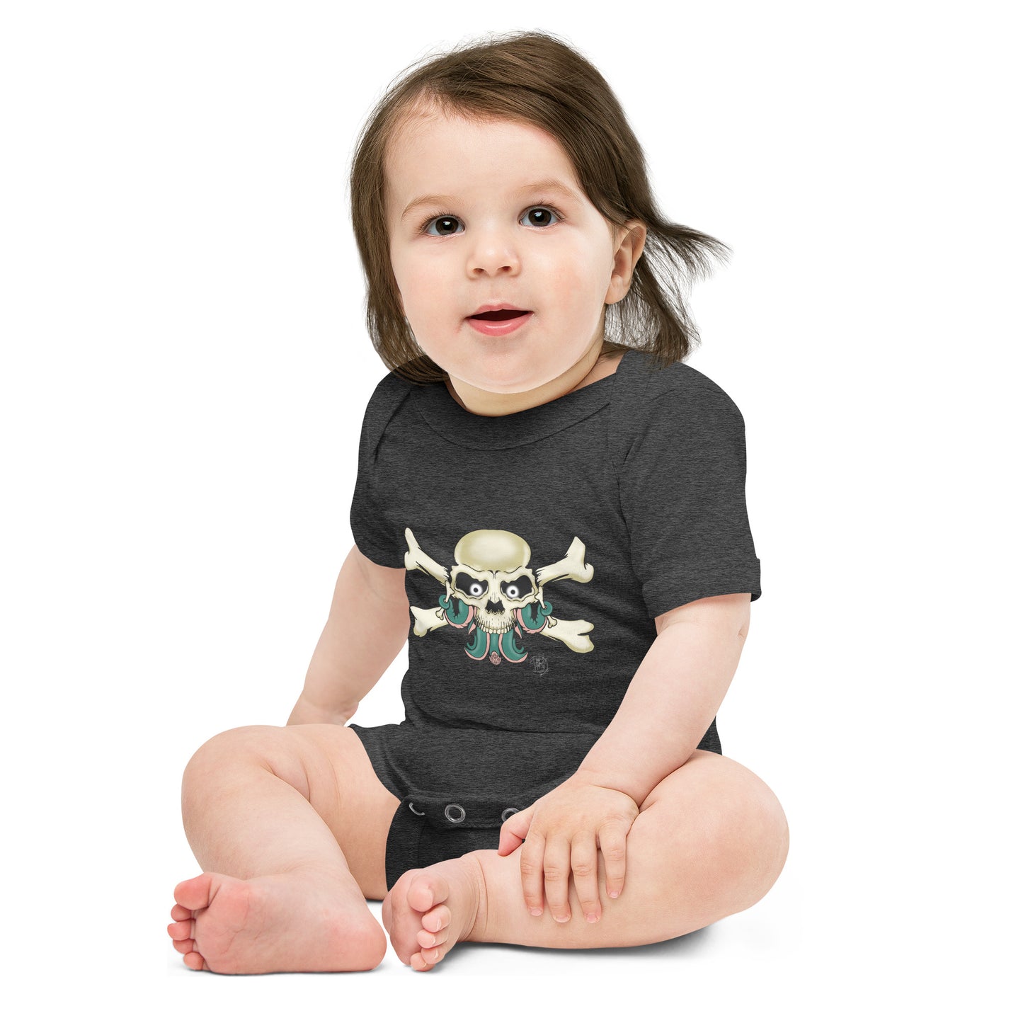 Baby short sleeve one piece Skull and Crossbones