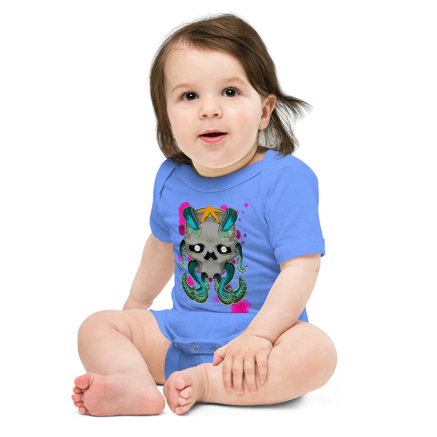 Baby short sleeve one piece Octo Neon