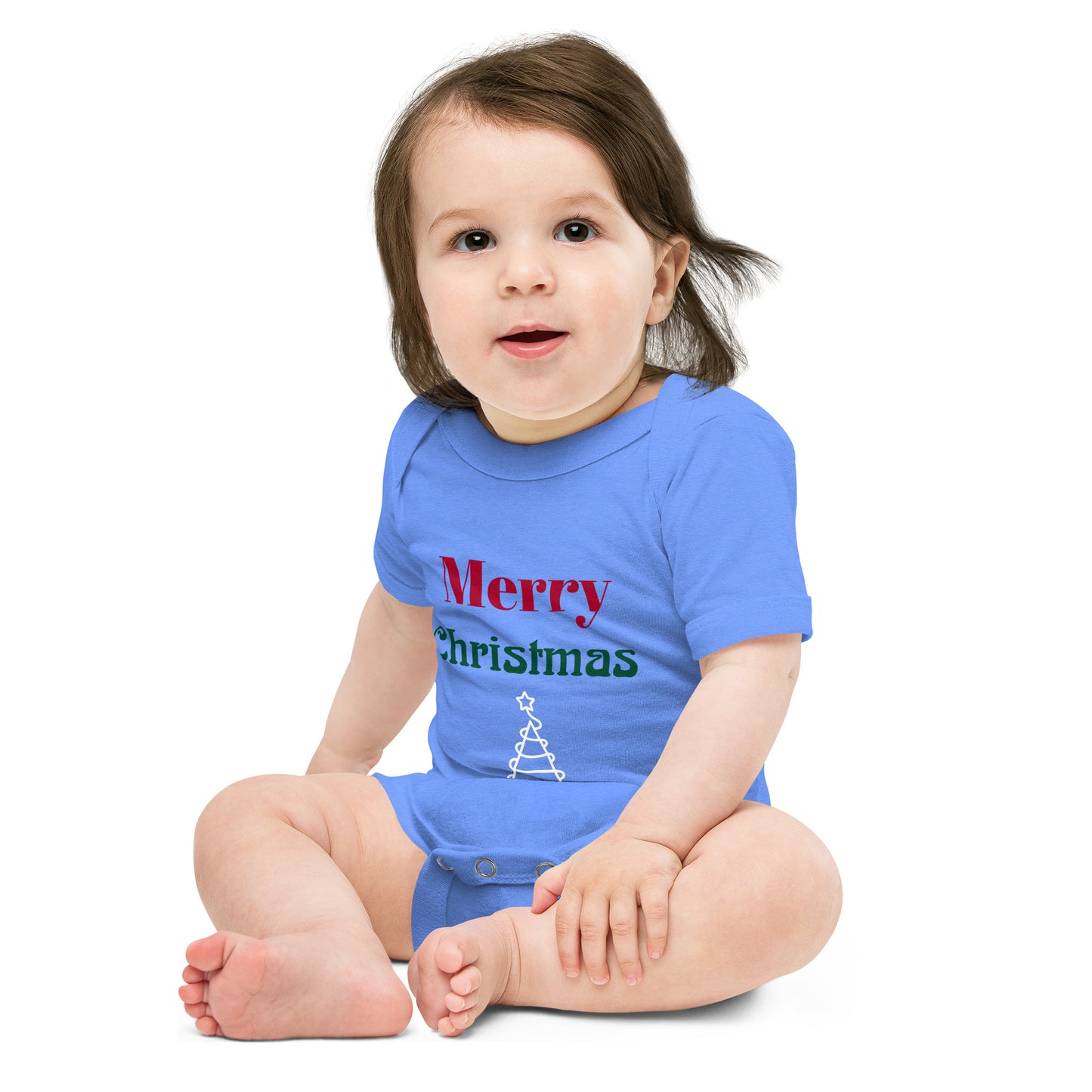 Baby short sleeve one piece Merry Christmas (tree)
