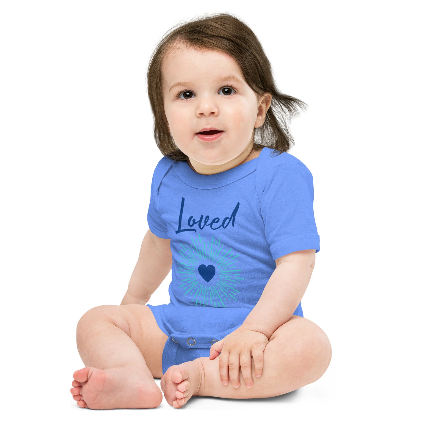 Baby short sleeve one piece Loved (blue)