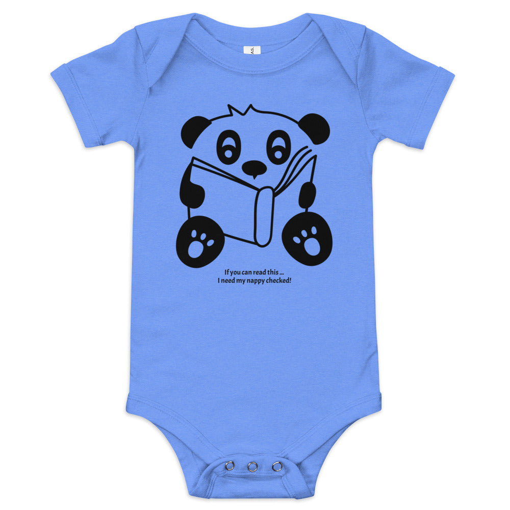 Baby short sleeve one piece If You Can Read This I Need My Nappy Checked!