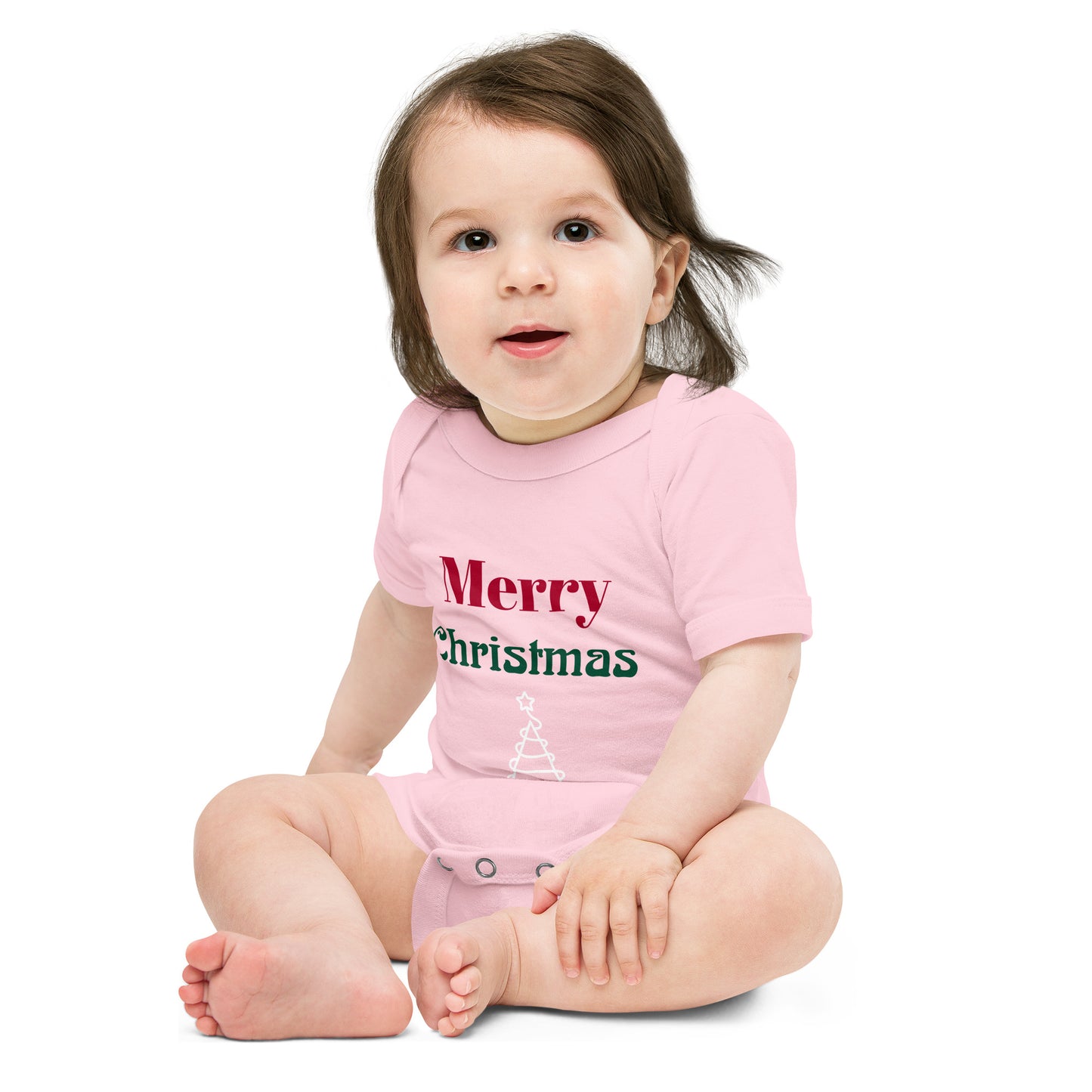 Baby short sleeve one piece Merry Christmas (tree)