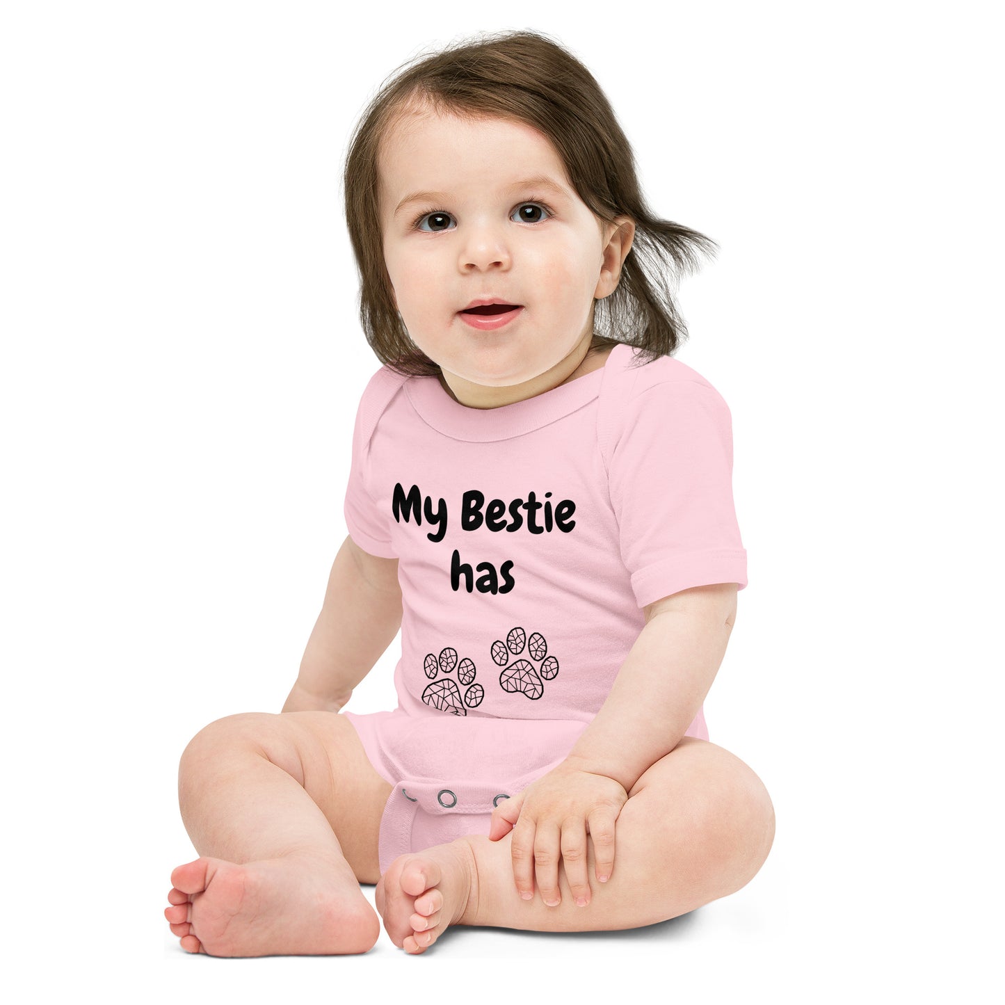 Baby short sleeve one piece My Bestie Has Paws