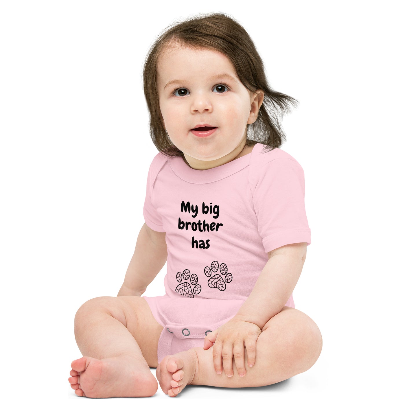 Baby short sleeve one piece My Big Brother Has Paws