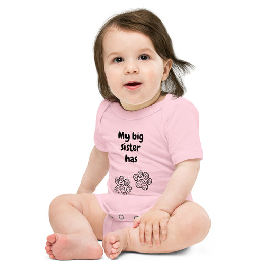 Baby short sleeve one piece My Big Sister Has Paws