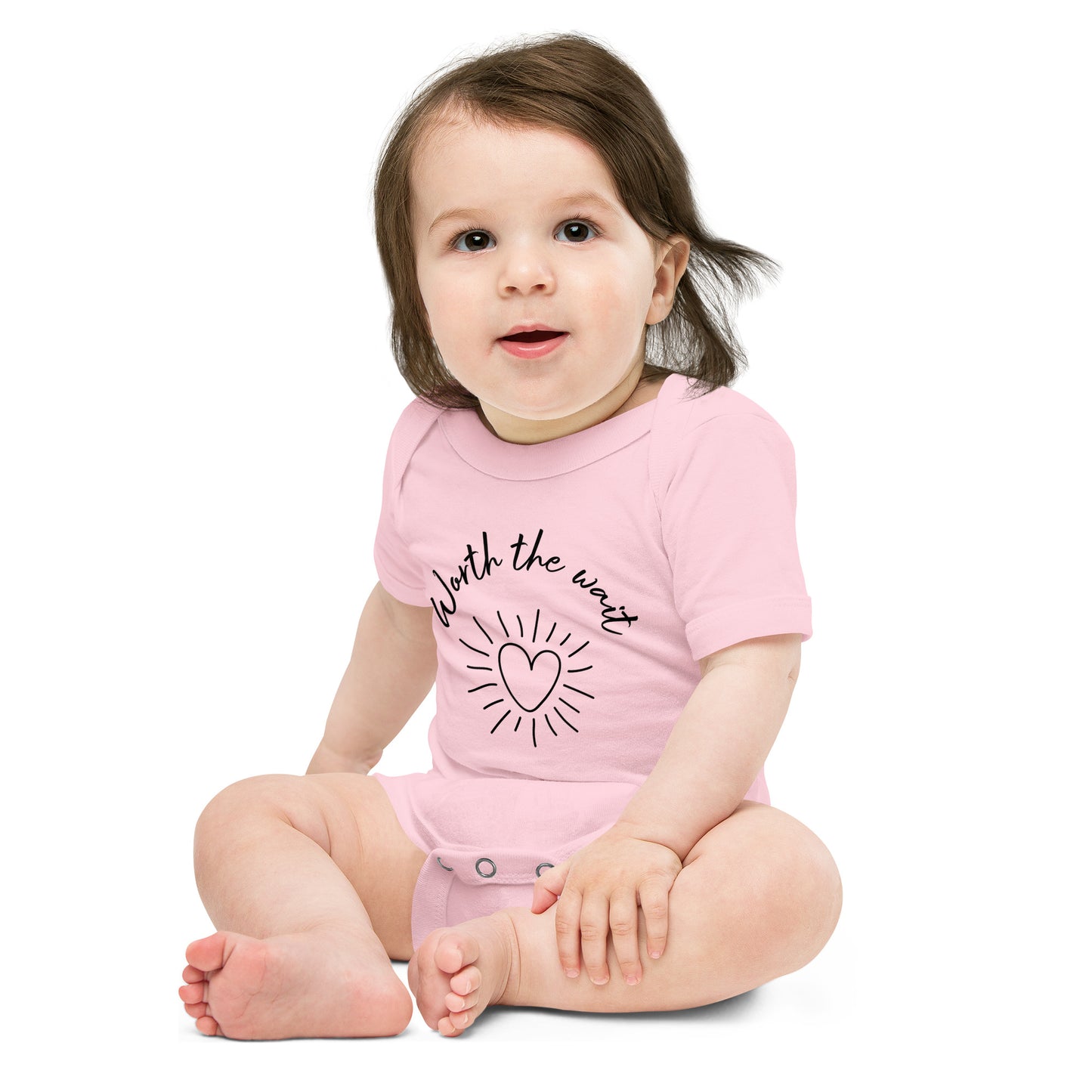 Baby short sleeve one piece Worth The Wait (heart)