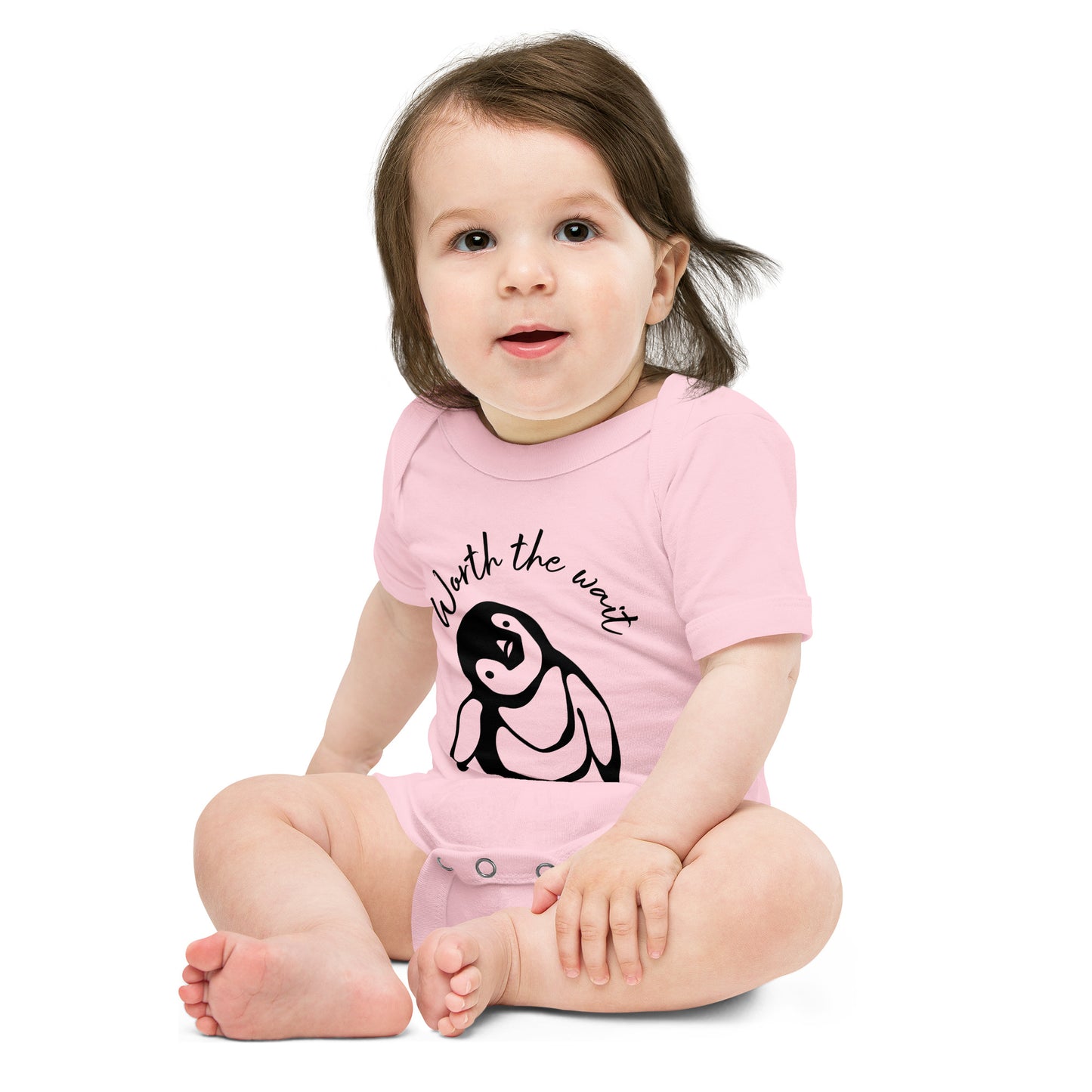 Baby short sleeve one piece Worth The Wait (penguin)
