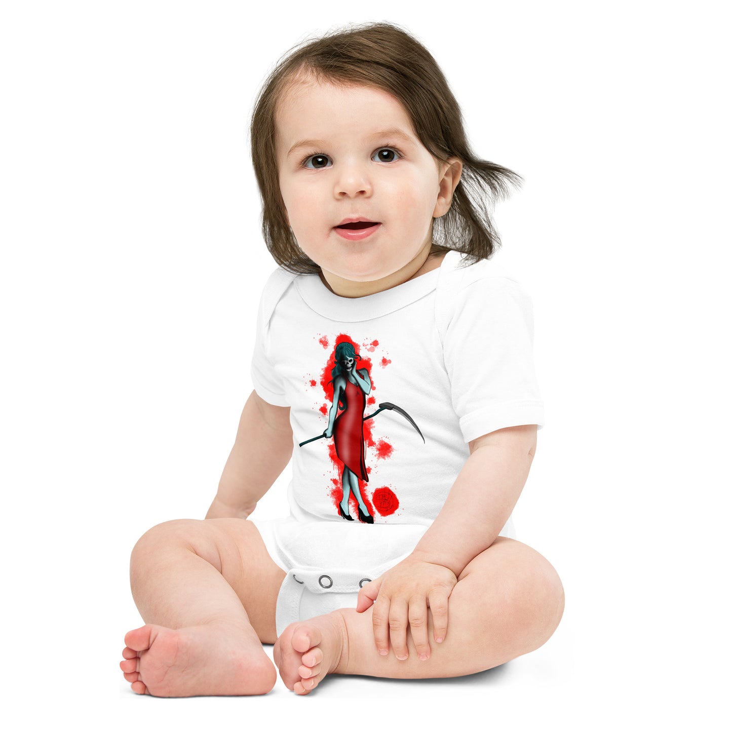 Baby short sleeve one piece Lady Death Red Blood Splat