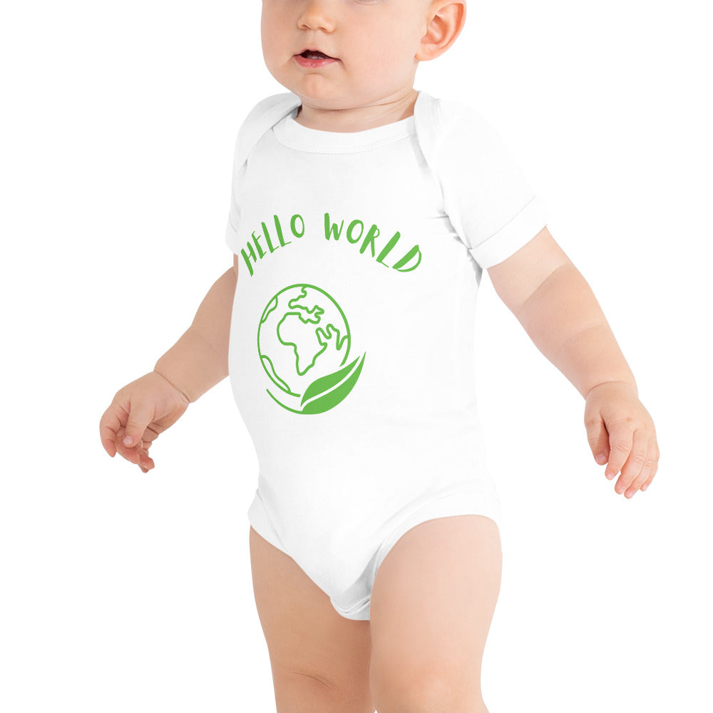 Baby short sleeve one piece Hello World