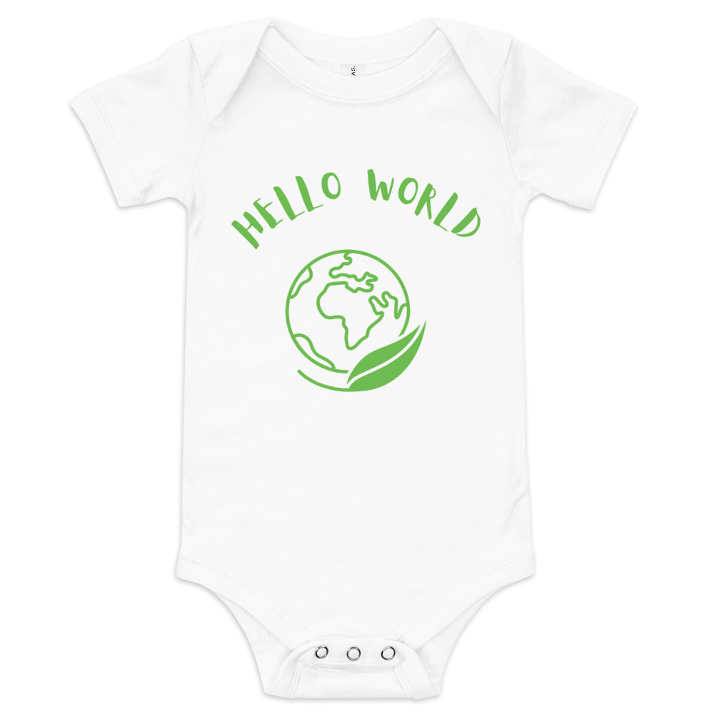 Baby short sleeve one piece Hello World