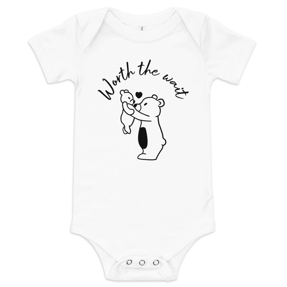 Baby short sleeve one piece Worth The Wait (bear)