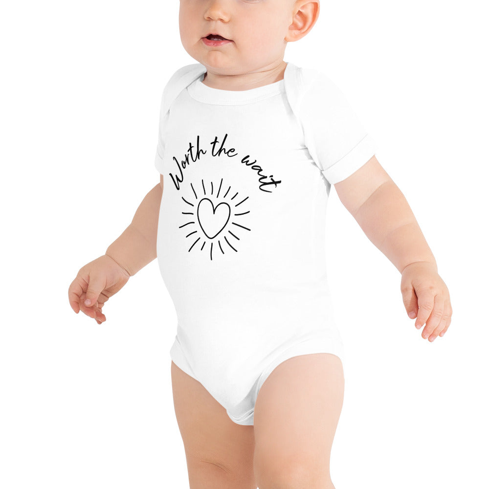 Baby short sleeve one piece Worth The Wait (heart)