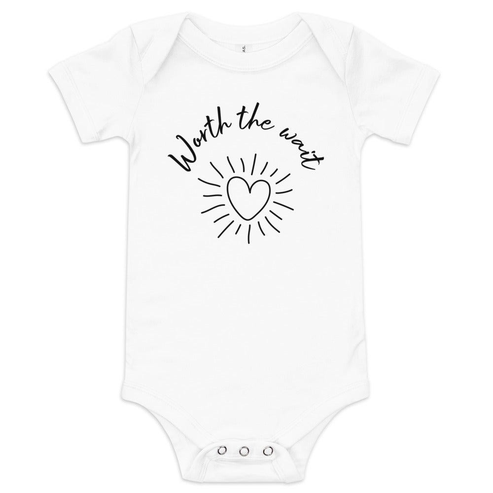 Baby short sleeve one piece Worth The Wait (heart)