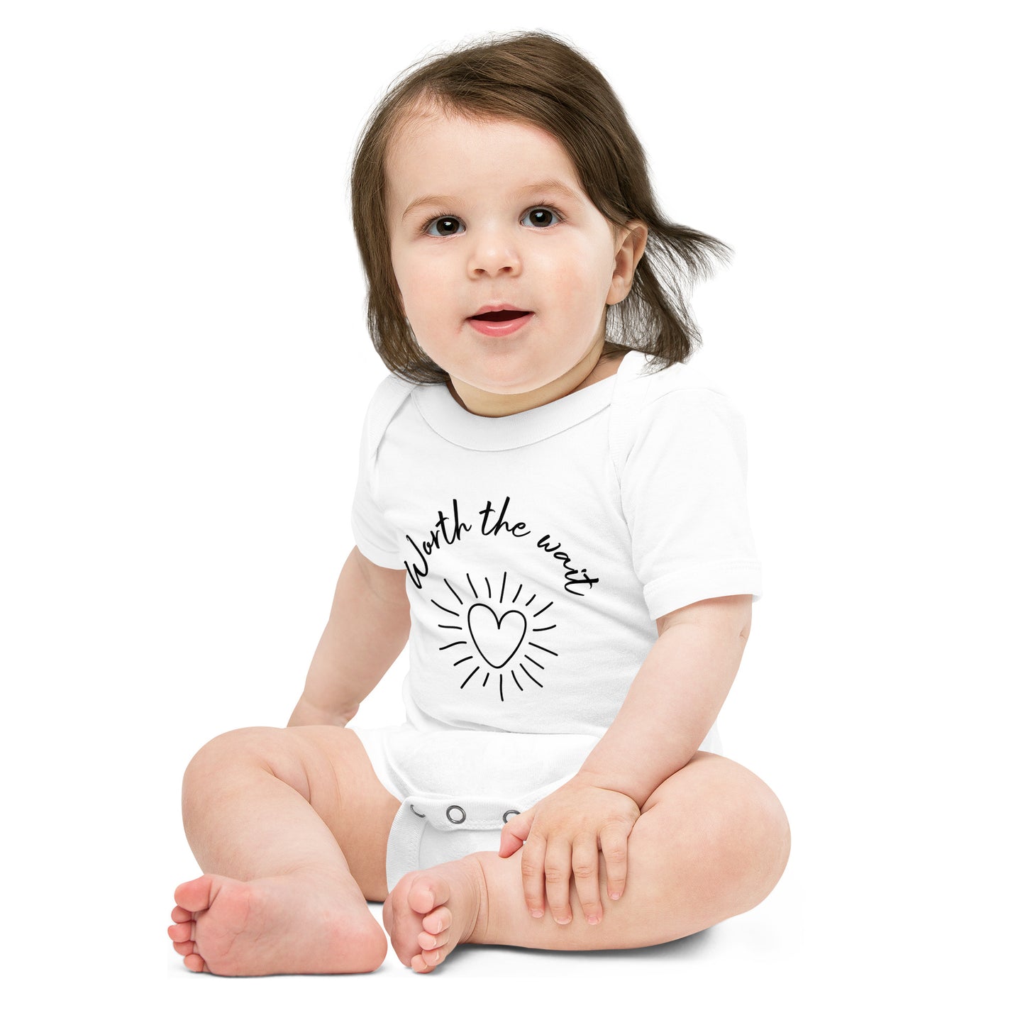 Baby short sleeve one piece Worth The Wait (heart)