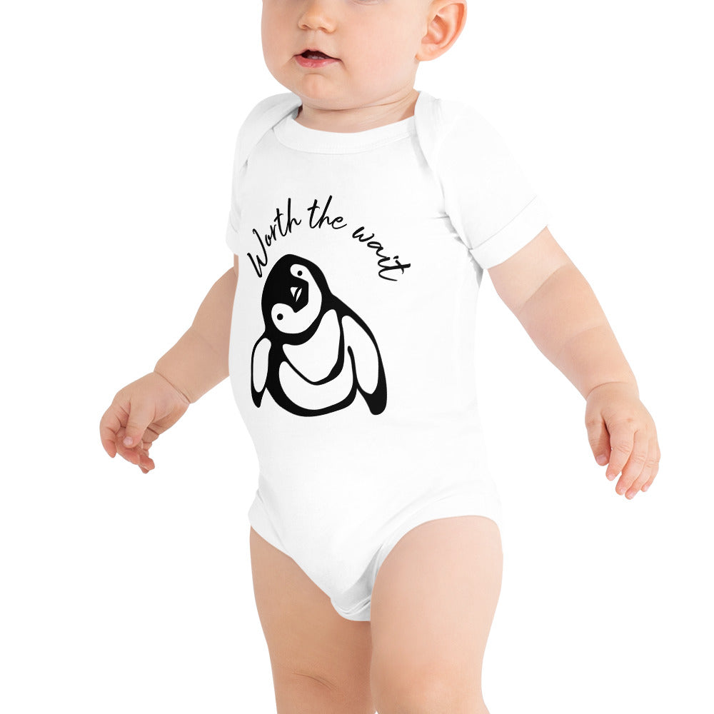 Baby short sleeve one piece Worth The Wait (penguin)