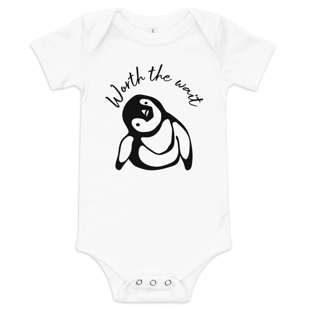Baby short sleeve one piece Worth The Wait (penguin)