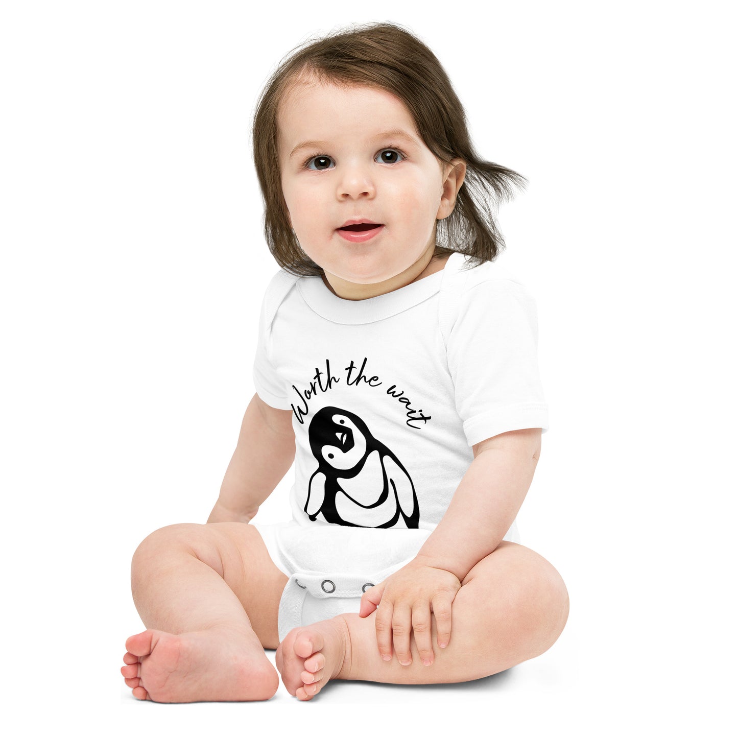 Baby short sleeve one piece Worth The Wait (penguin)